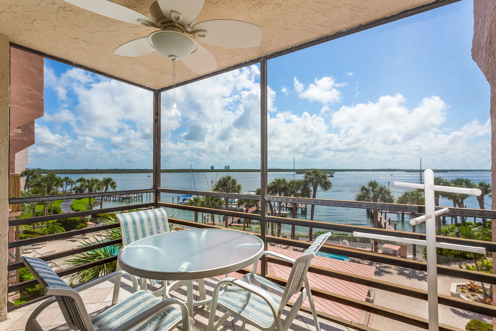 The view from the balcony overlooking the ocean at a condo rental in Marco Island, FL.