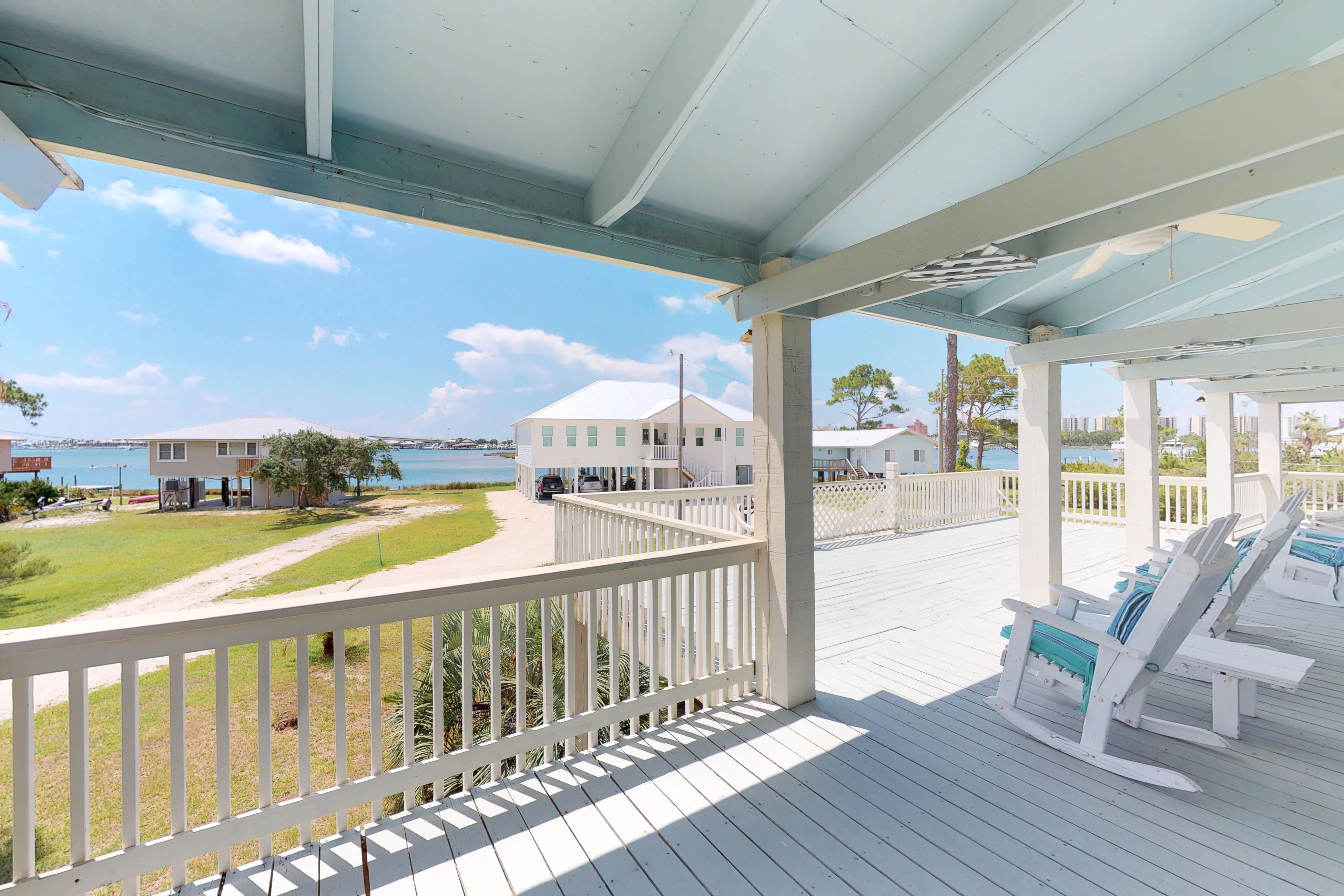 Large front deck of a vacation home in Perdido Key, AL.