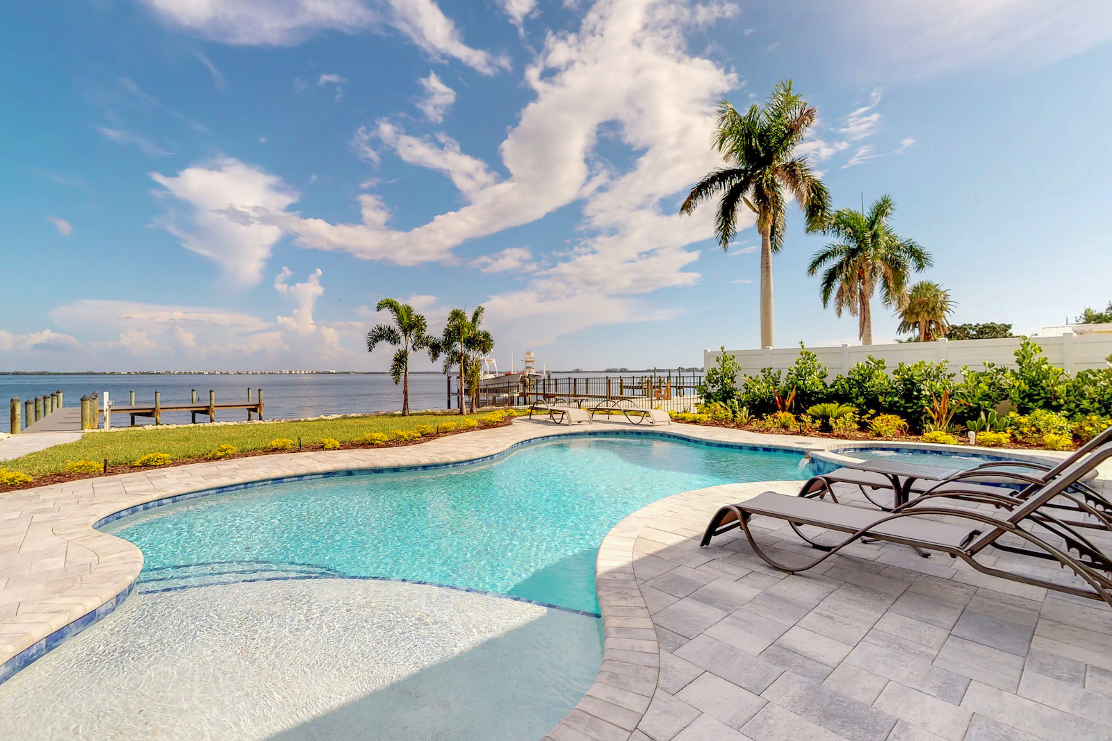 The pool of a vacation rental in Holmes Beach, Florida,