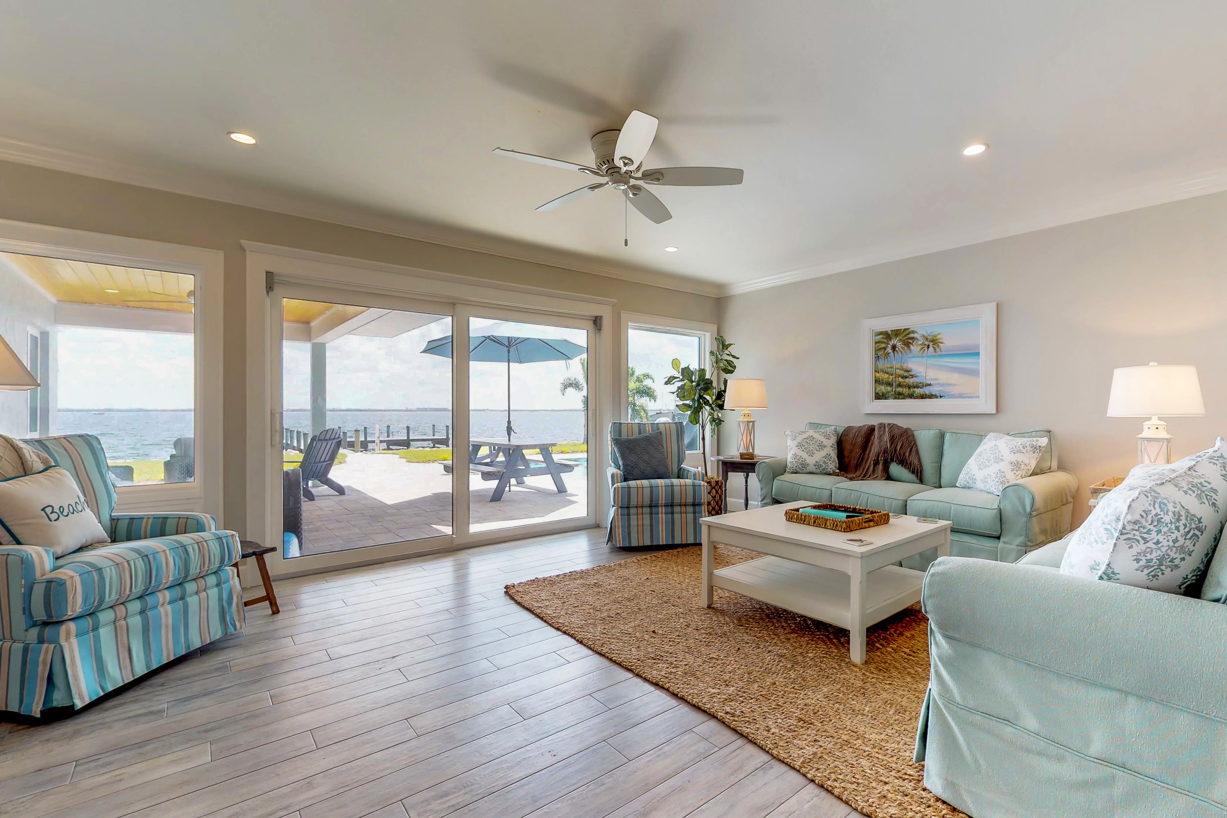 The living area of a vacation rental in Holmes Beach, Florida.