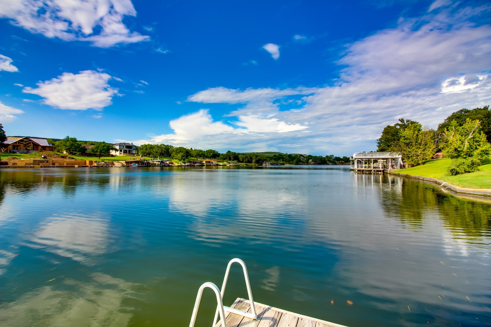 View from the lake as seen from a dock in Texas.
