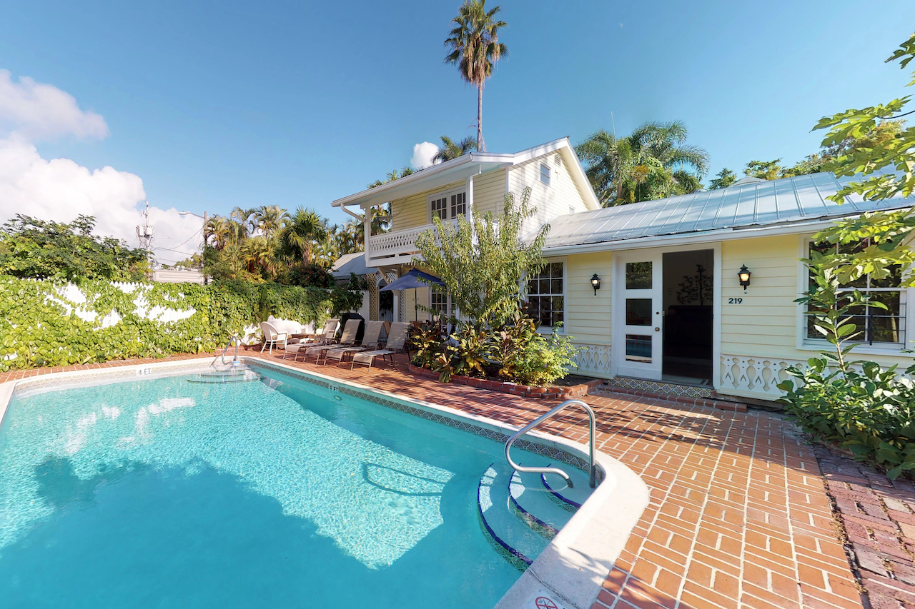 The pool area of a vacation rental in Key West.
