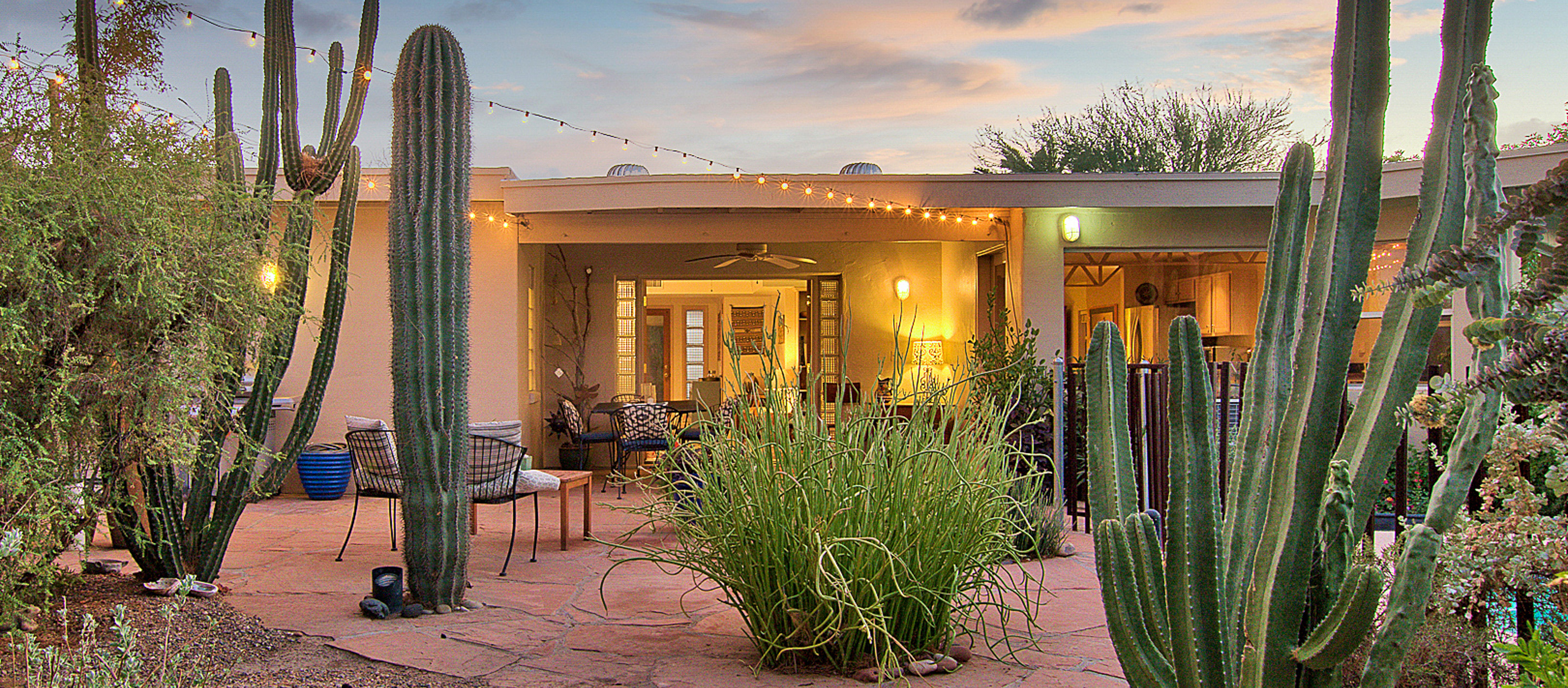 large cacti create a desert oasis at this scottsdale, az vacation home