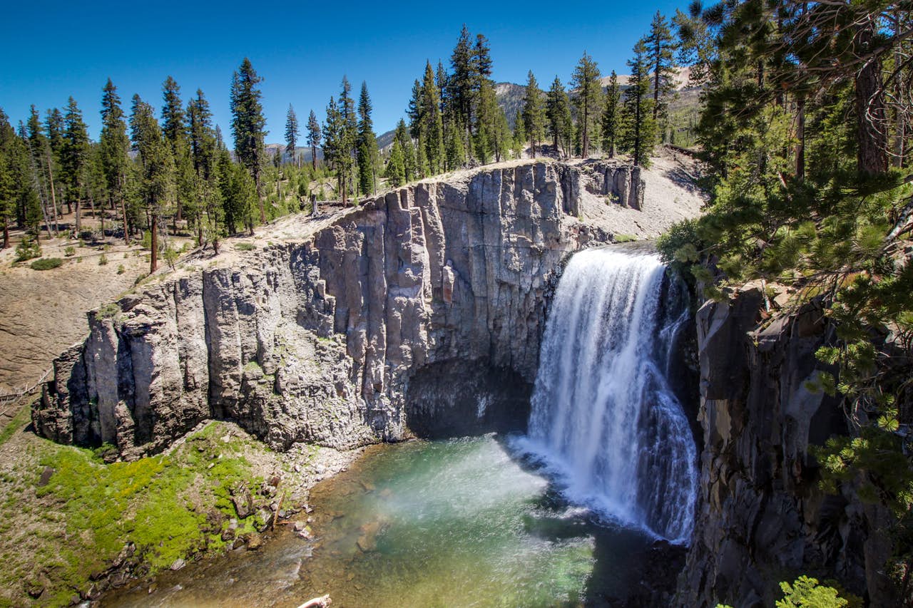 waterfall in mammoth lakes, ca