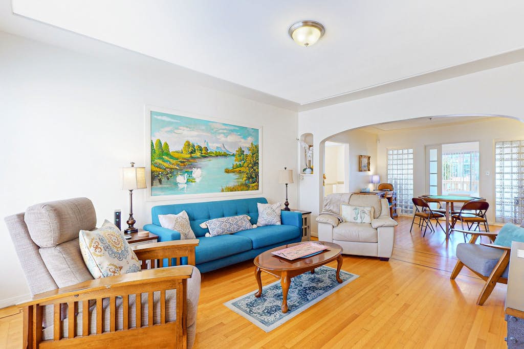 The living room of a rental in San Diego.