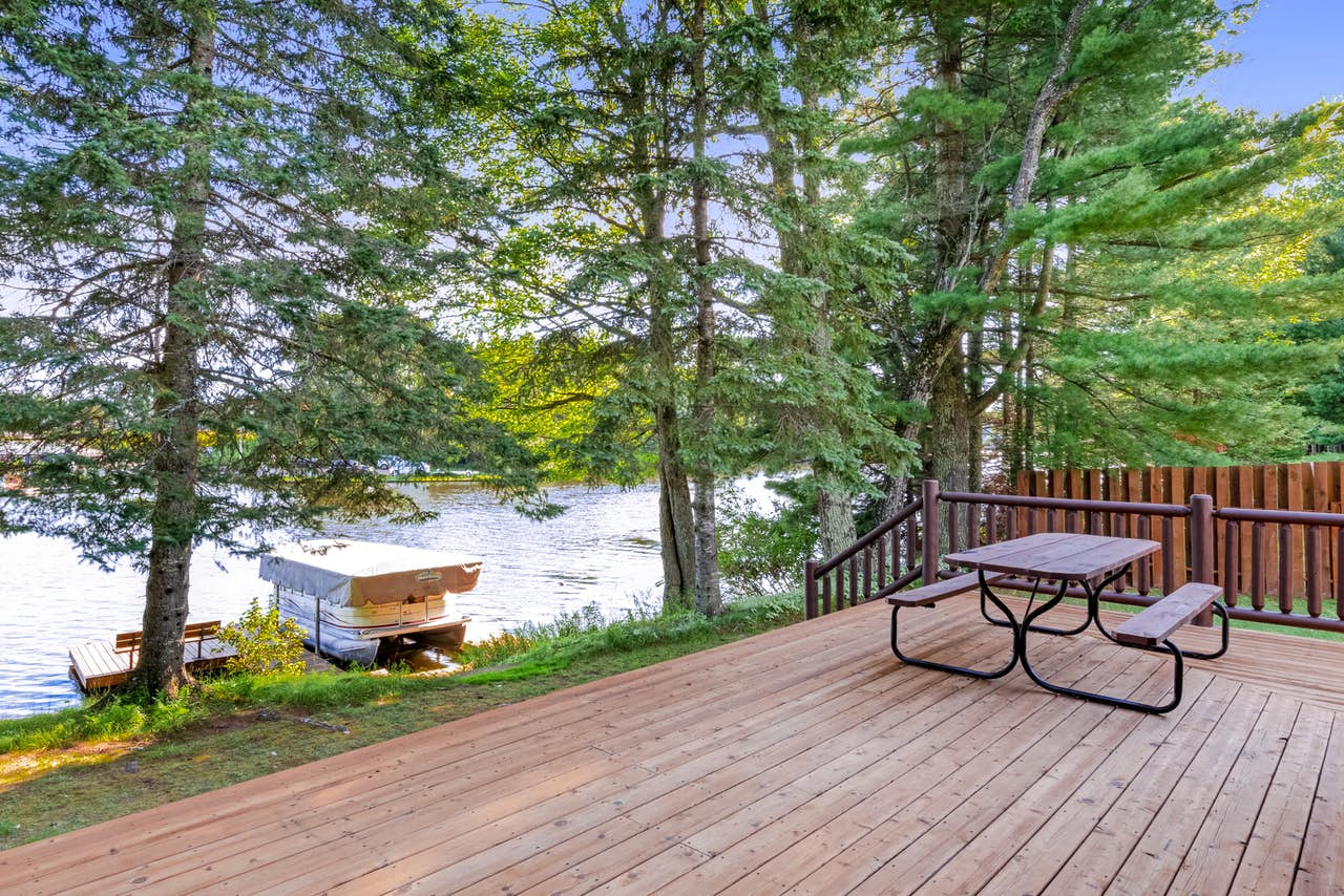 deck and dock of vacation rental in Eagle River, WI