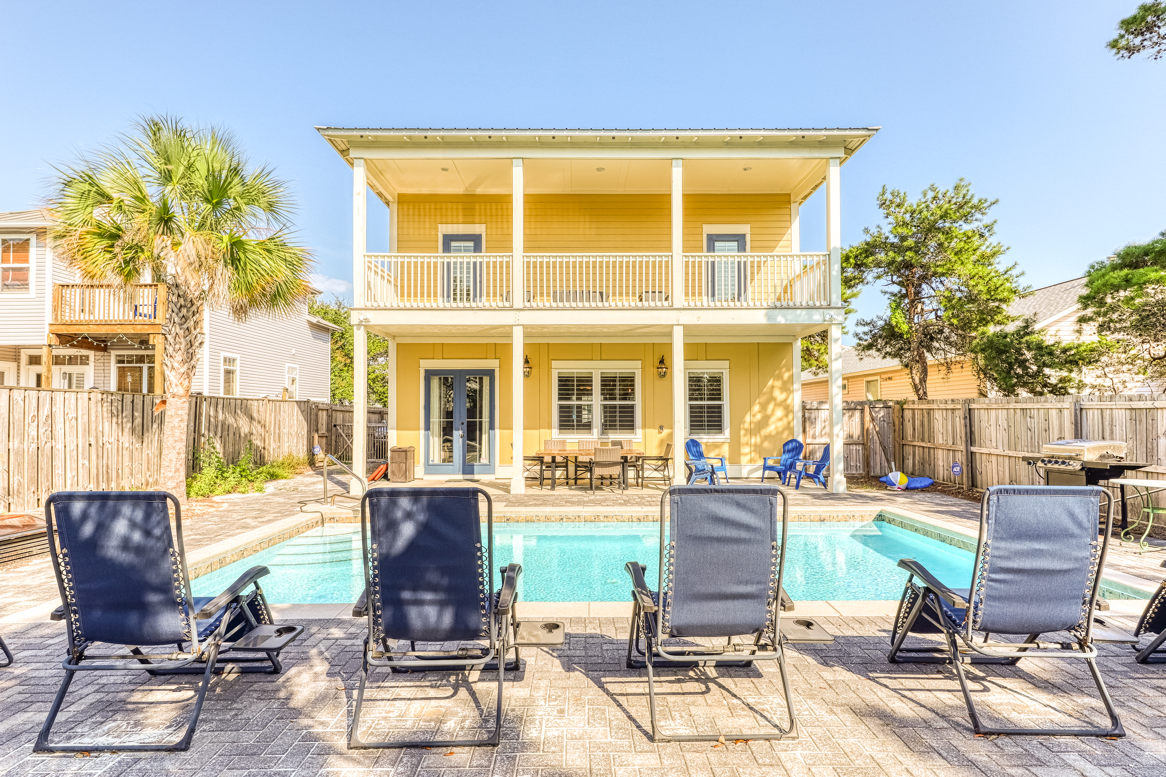 yellow beach house with private pool in destin, fl