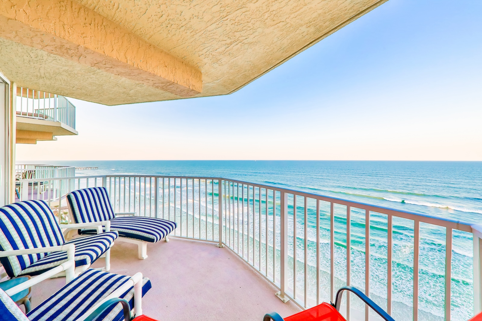 The view from the balcony of the ocean at a Daytona Beach vacation rental.