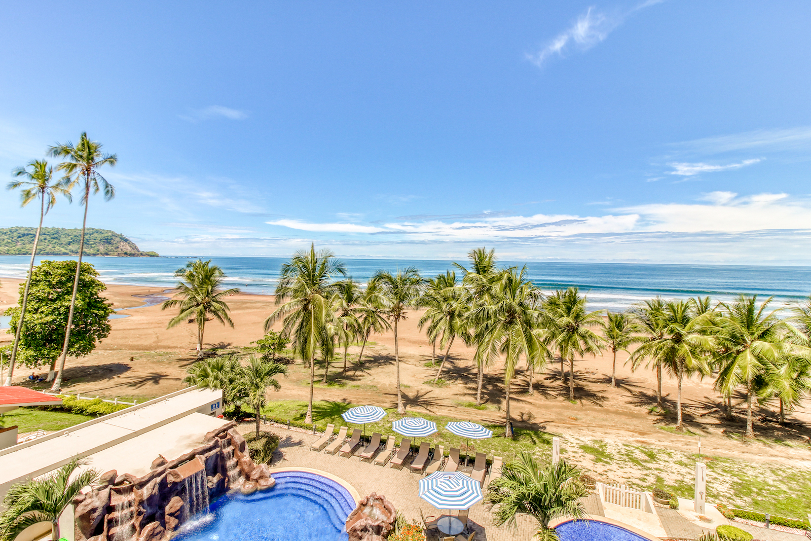 The view of the beach at a resort in Jaco.