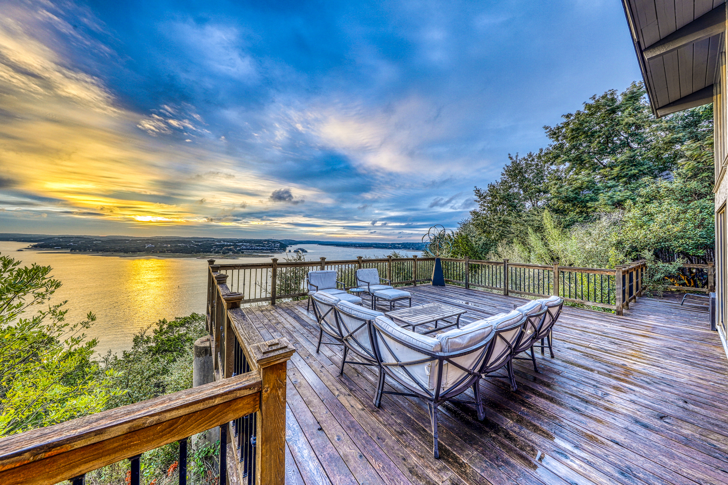 deck of vacation rental overlooking lake in lago vista, tx