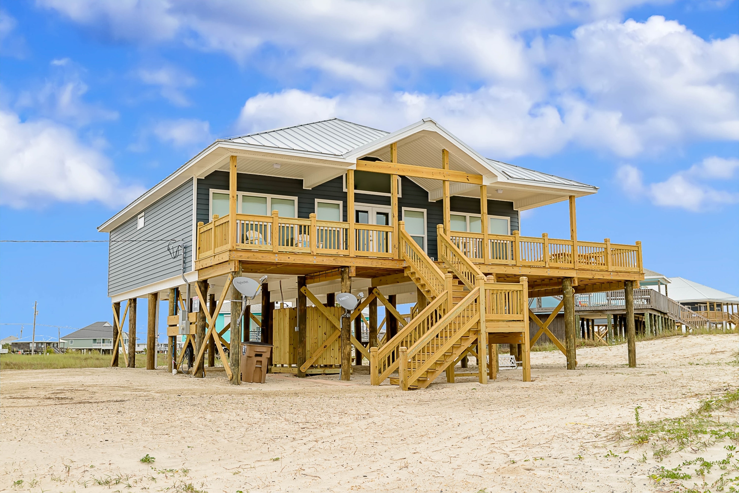 dark blue beach house on Dauphin Island