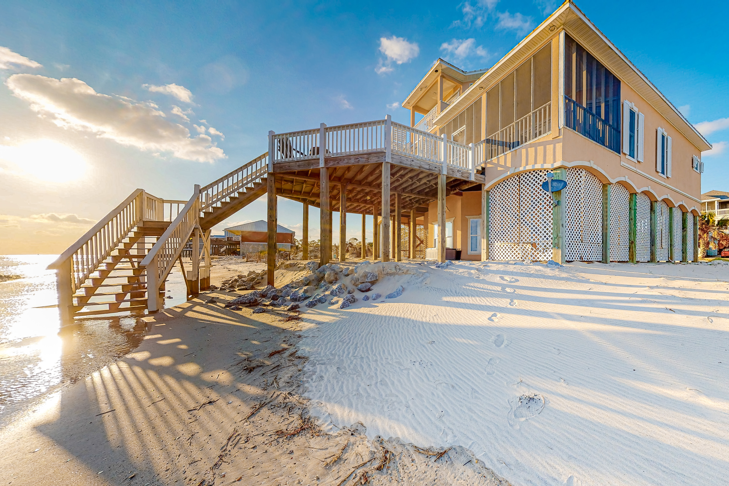 Beach house sits right on the beach on Dauphin Island, FL