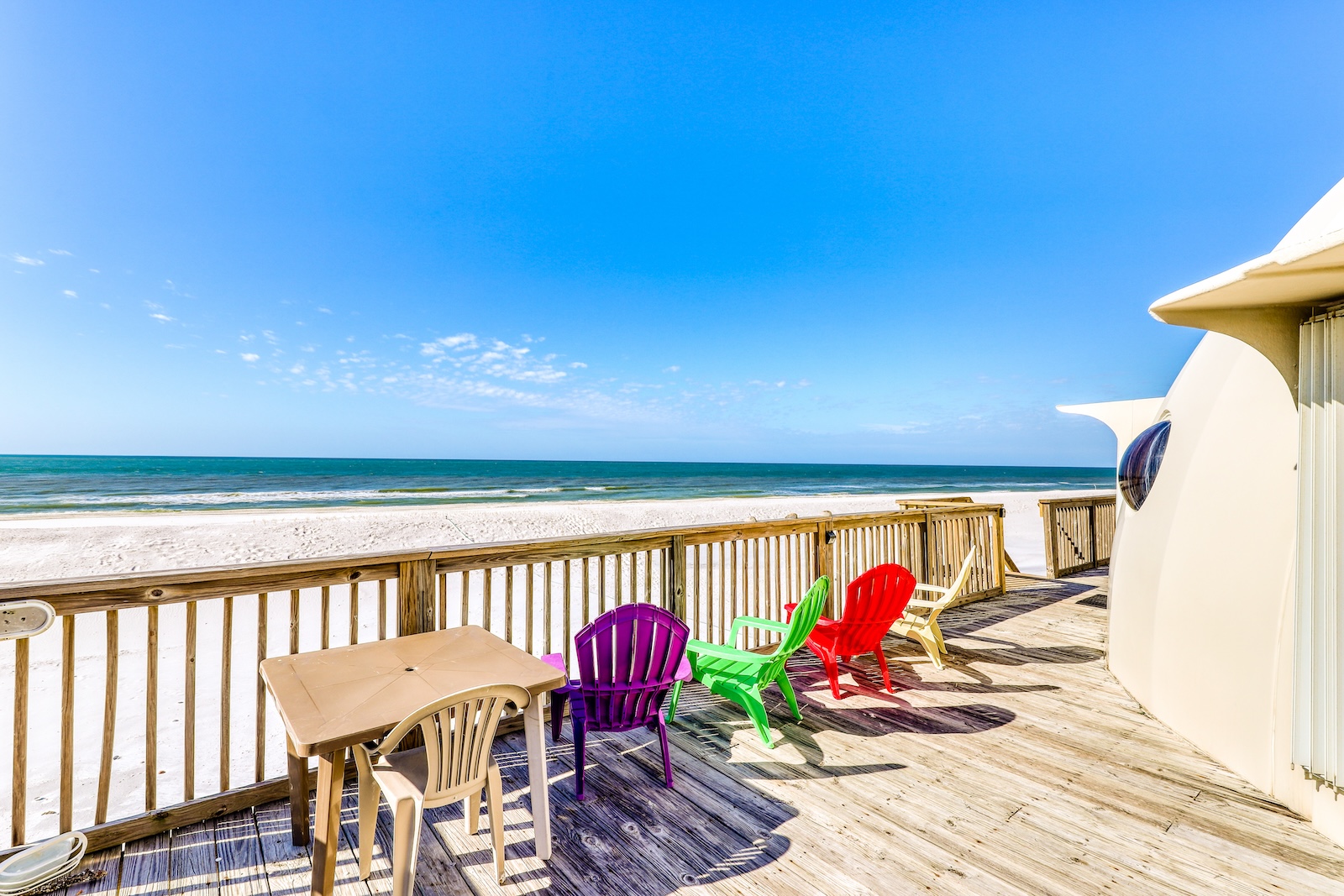 View from the deck overlooking the beach of Cape San Blas, FL.