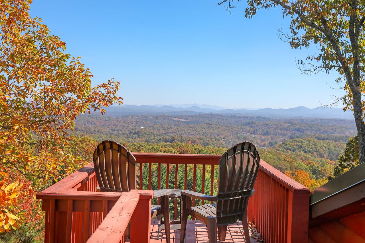 Deck with view of Georgia with fall foliage