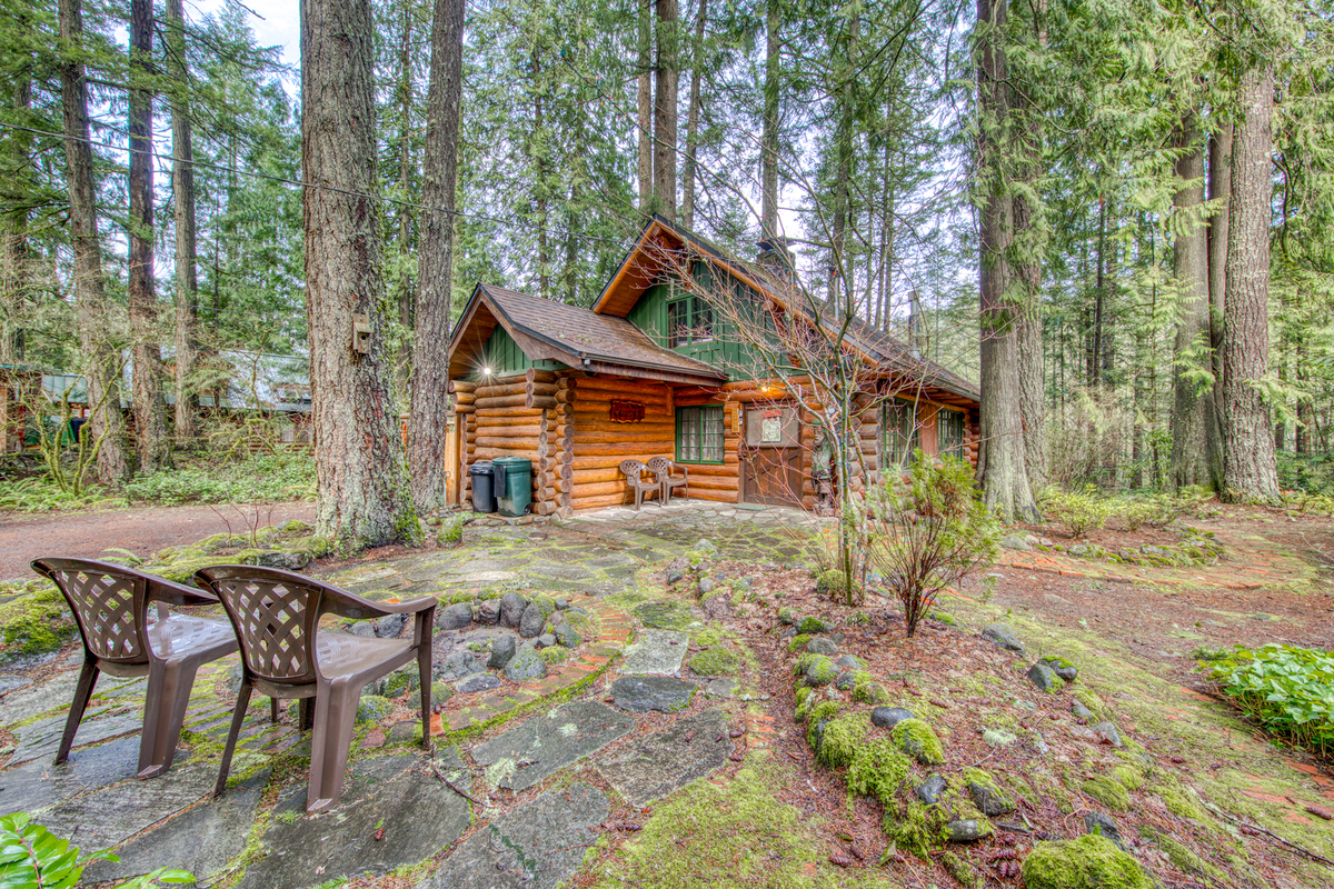 log cabin in the woods