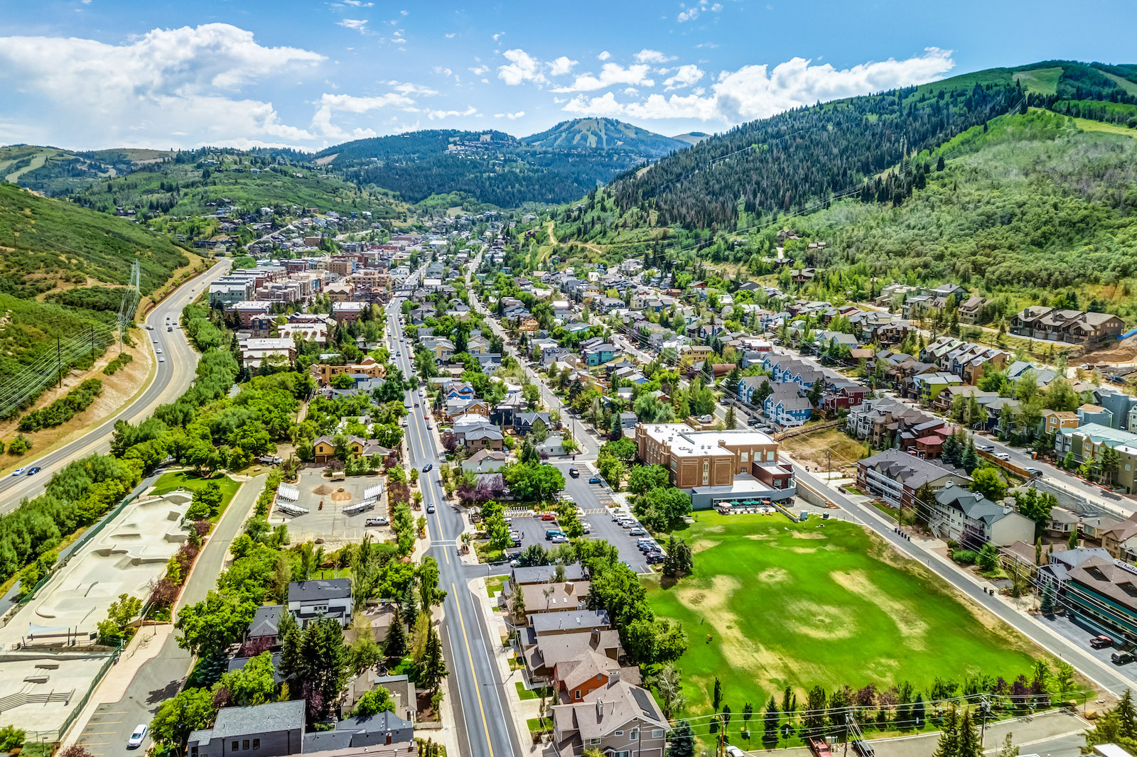 Overhead shot of Park City, Utah.