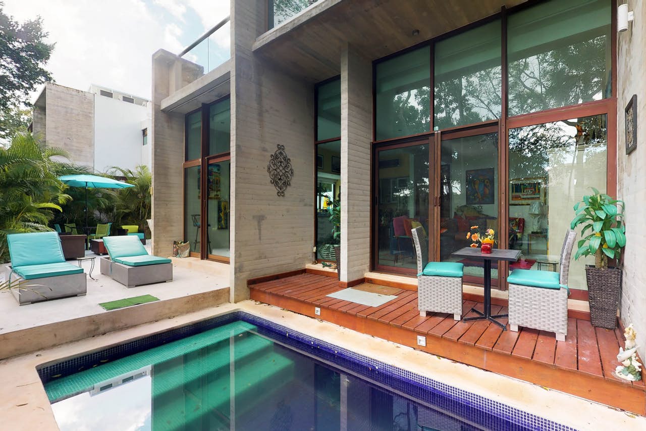 Vacation rental outdoor pool and patio in Tulum