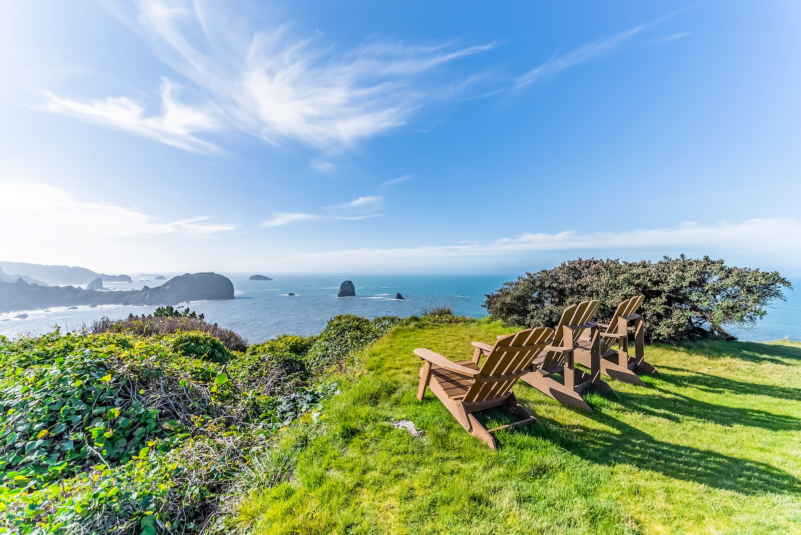 View from the ocean on the cliffs of Trinidad, CA.