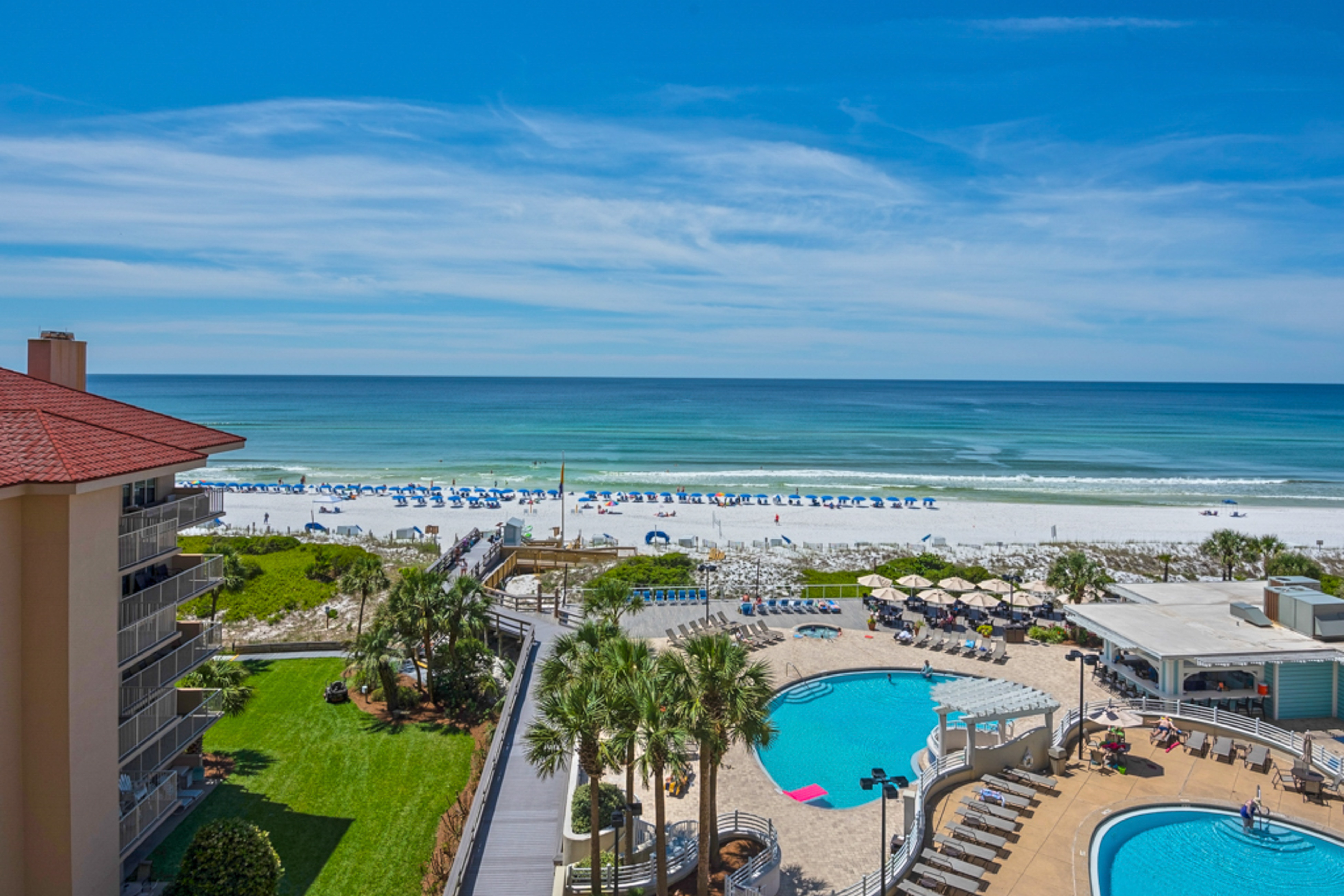 The view from the deck of a coastal vacation rental at Tops'l in Miramar Beach, Fl.