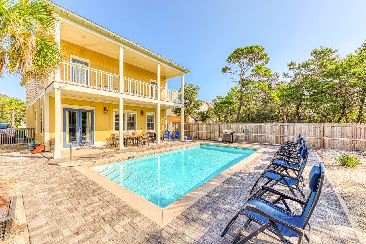 Yellow vacation home in Destin, FL with private outdoor pool