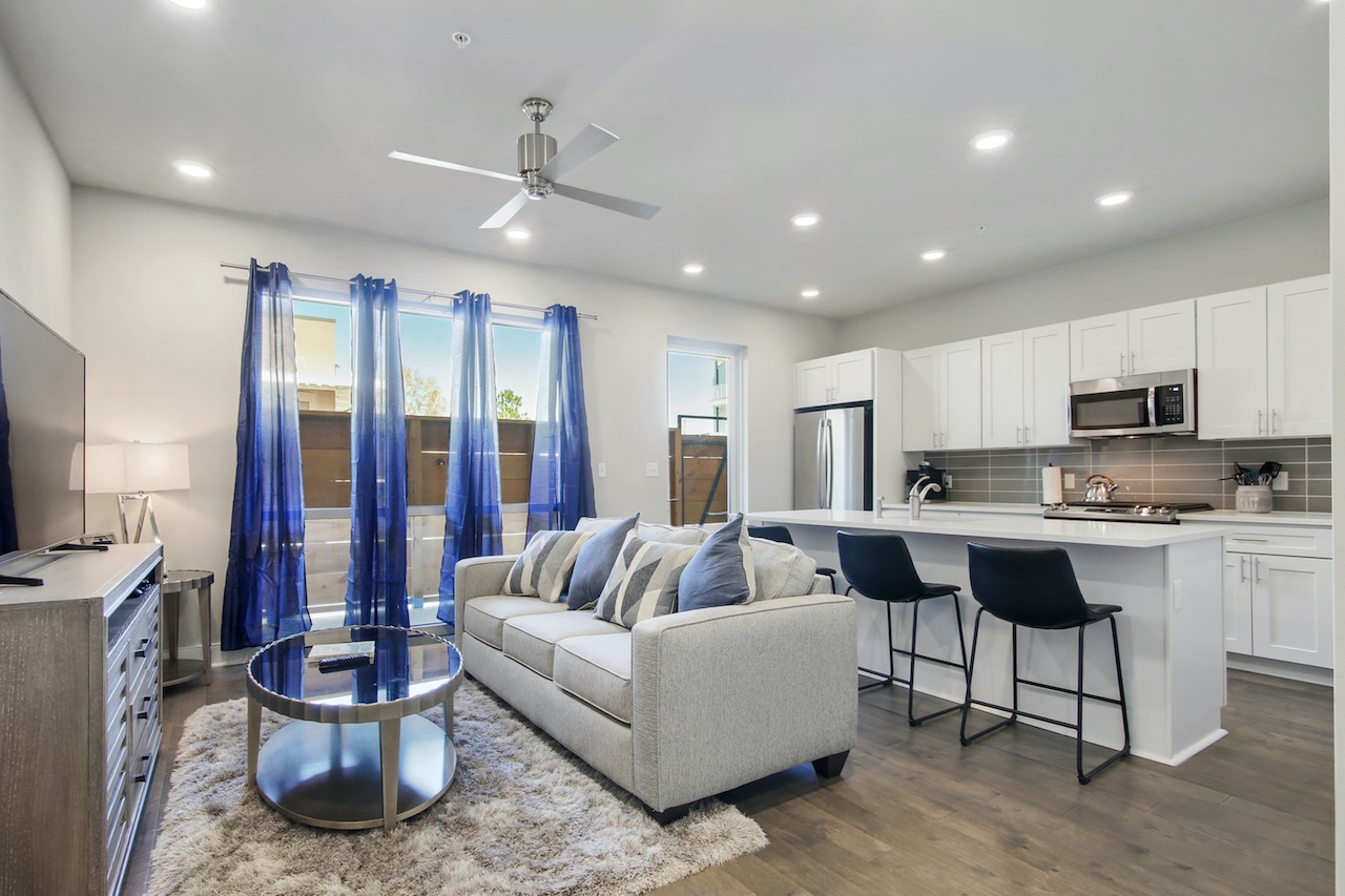 The interior living area of a vacation rental in New Orleans