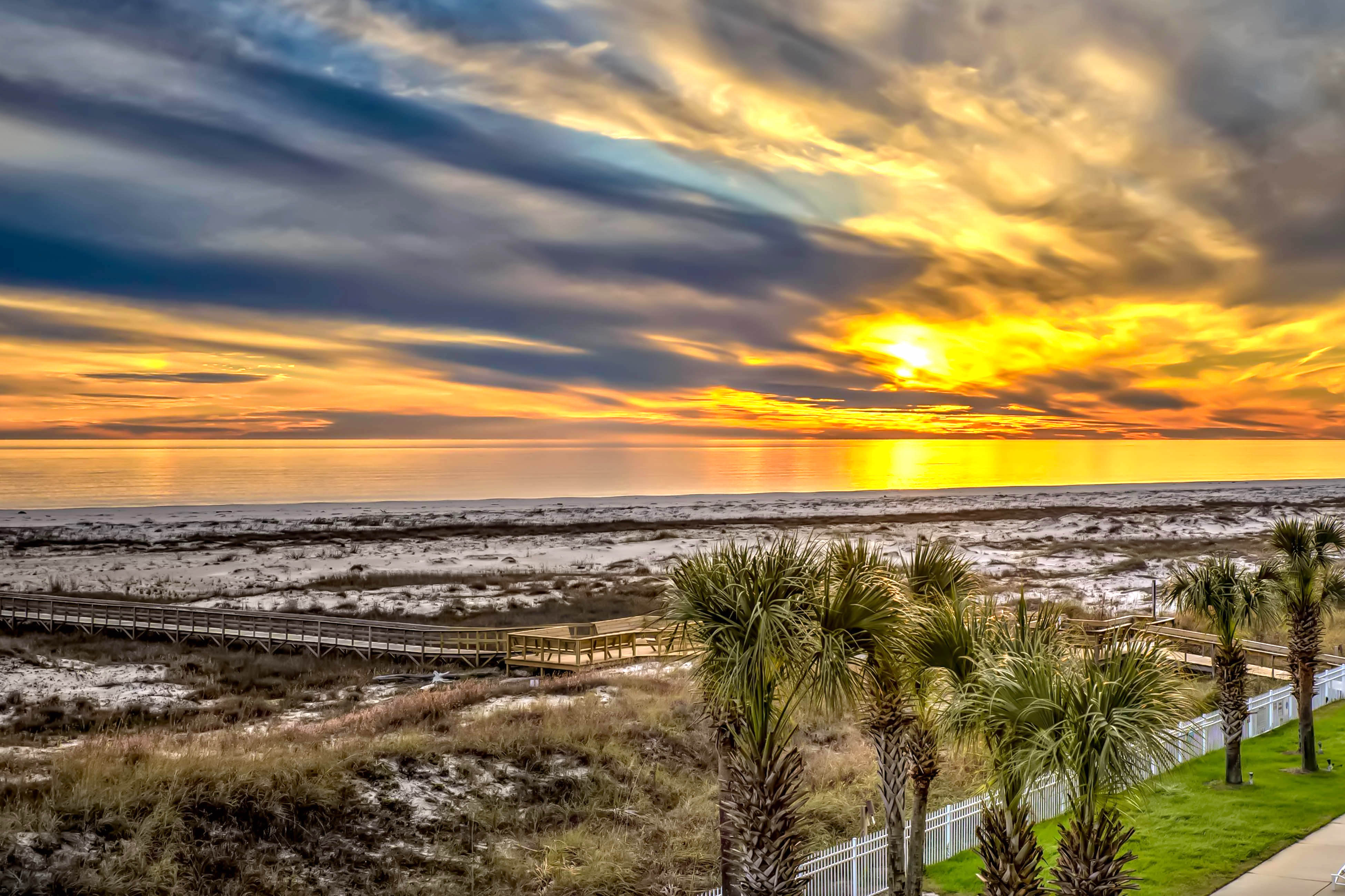 The beach at sunset on Dauphin Island