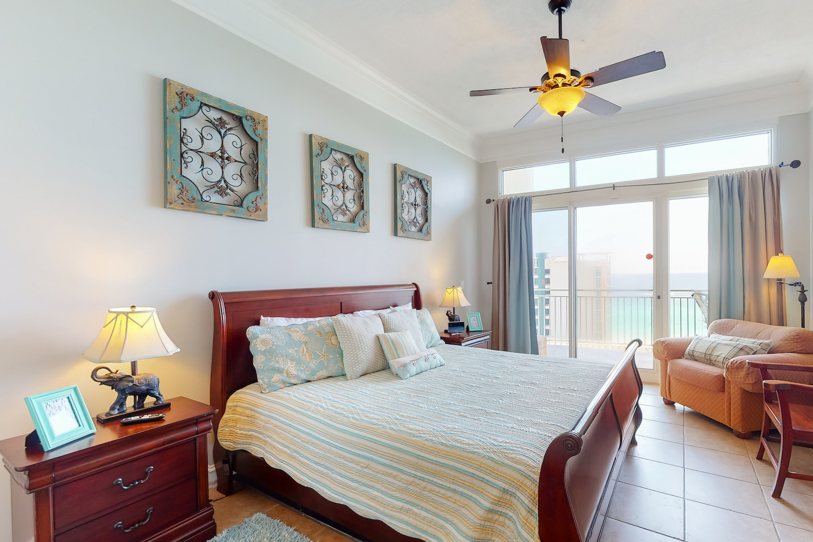 The bedroom of a vacation rental in Destin, Florida