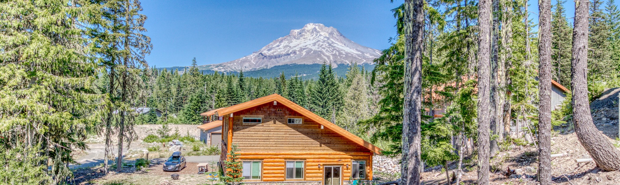 cabin with view of mount hood