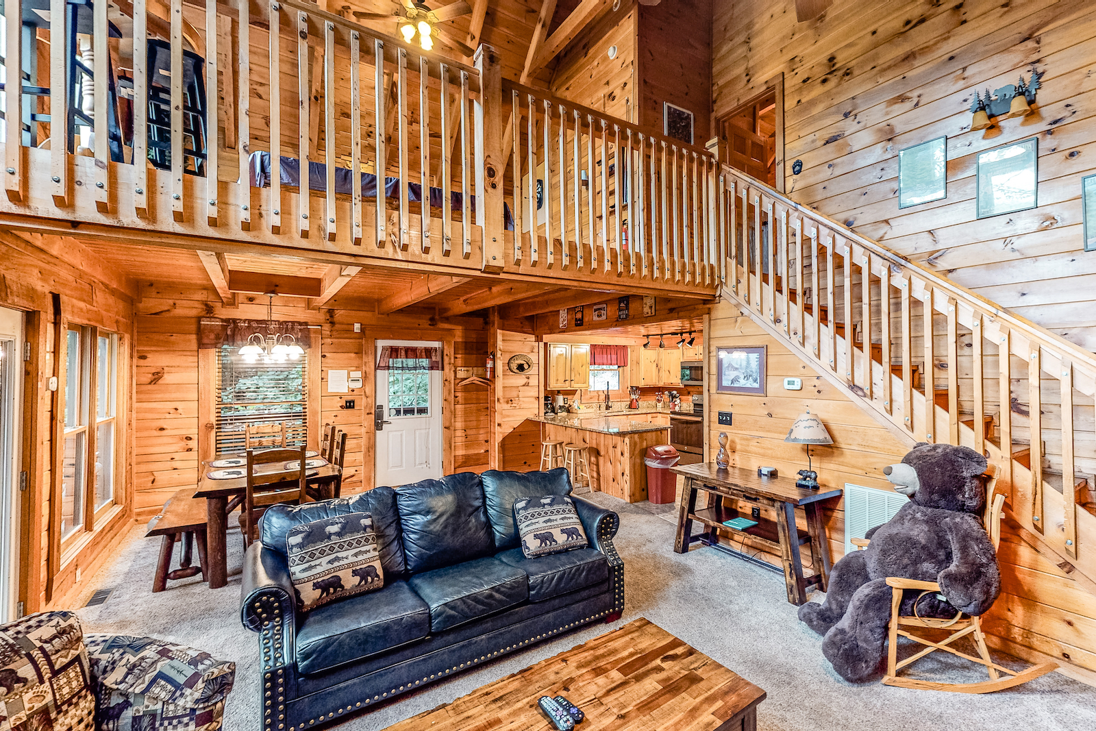 The living area of a pet-friendly rental cabin in Gatlinburg, TN.