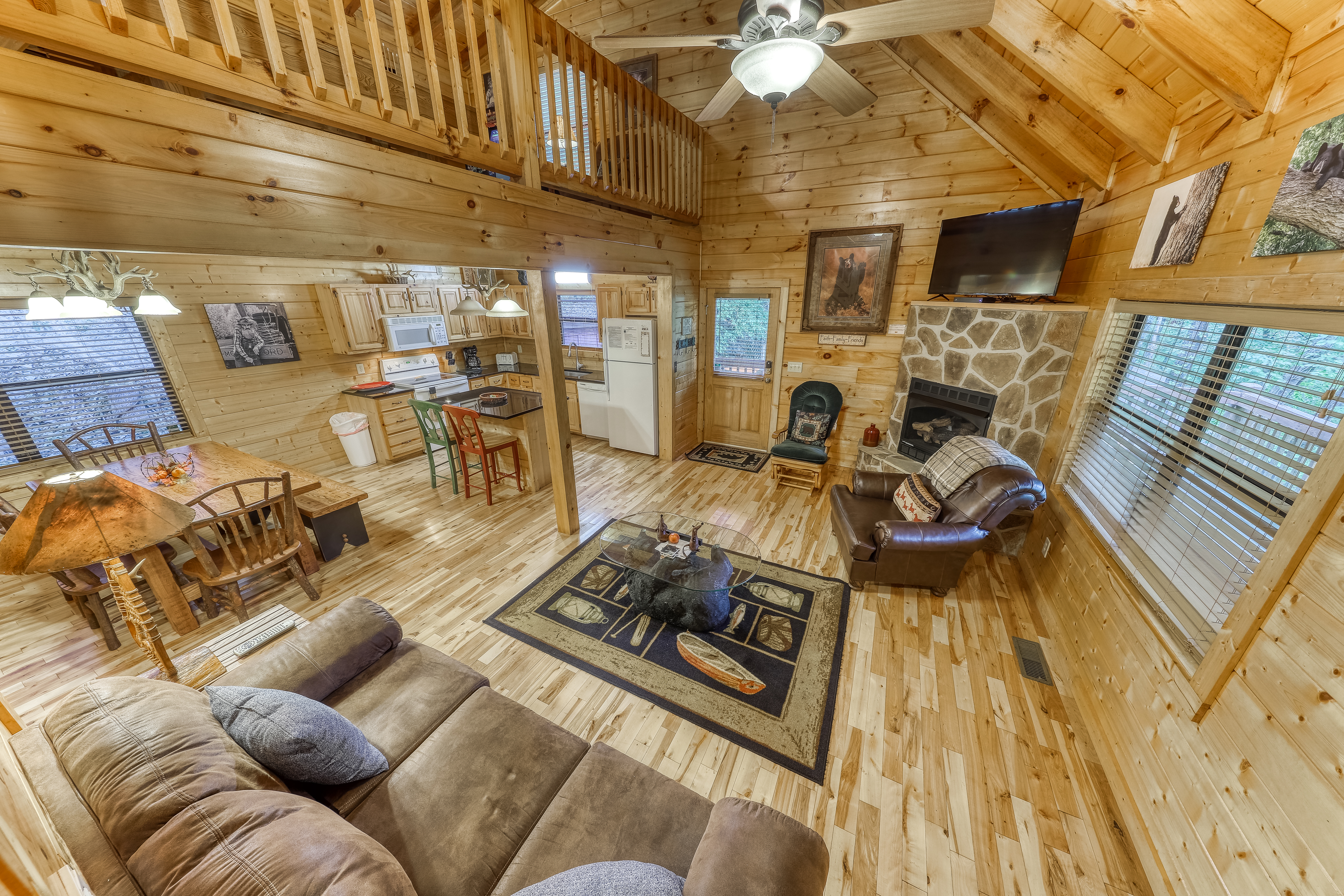 Pet-friendly cabin living area in Gatlinburg, TN