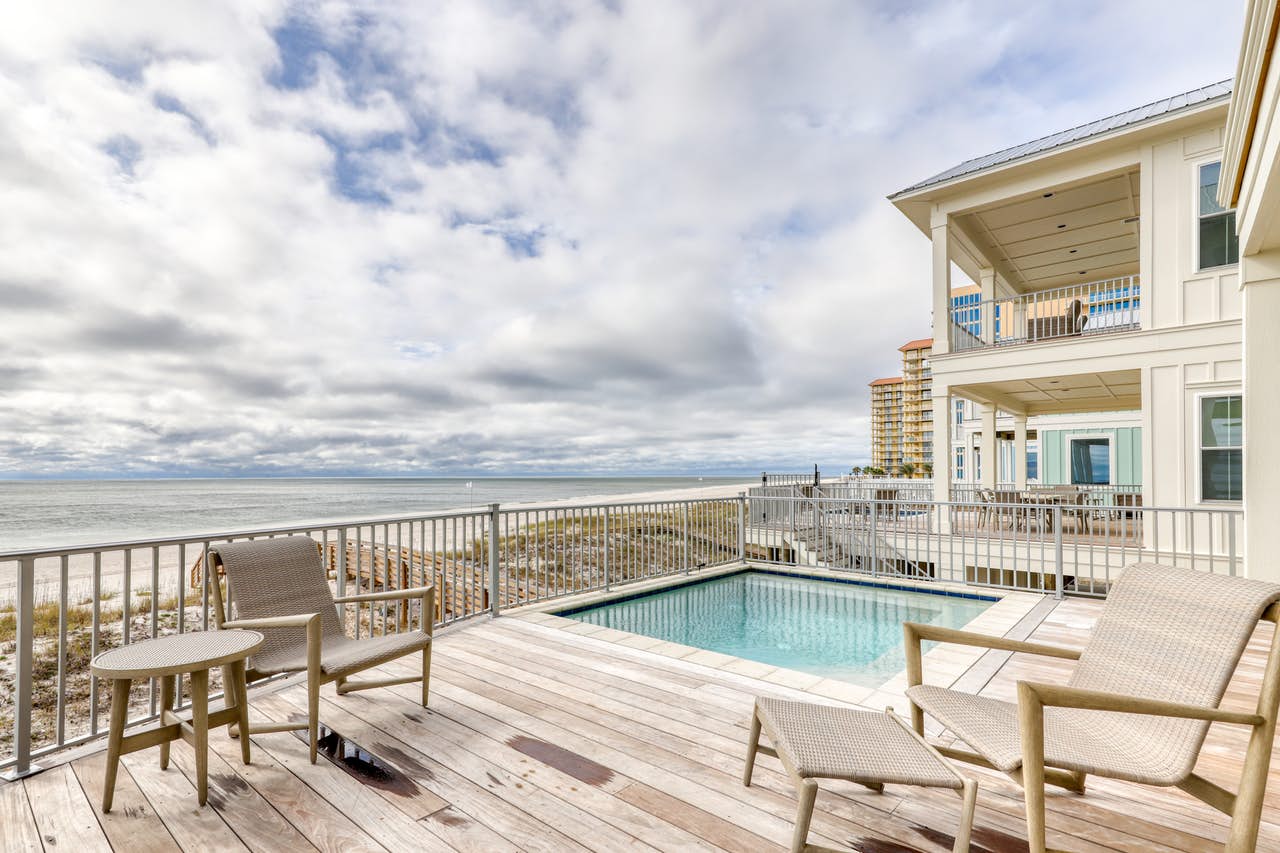 Beachfront home with a private boardwalk and plunge pool