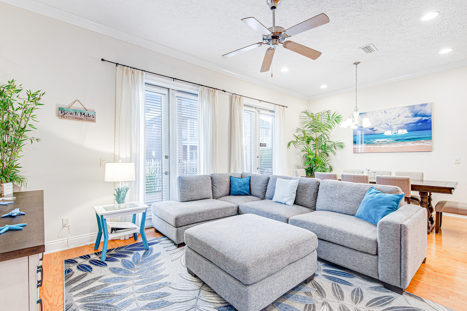 The living area of a Panama City Beach vacation rental.