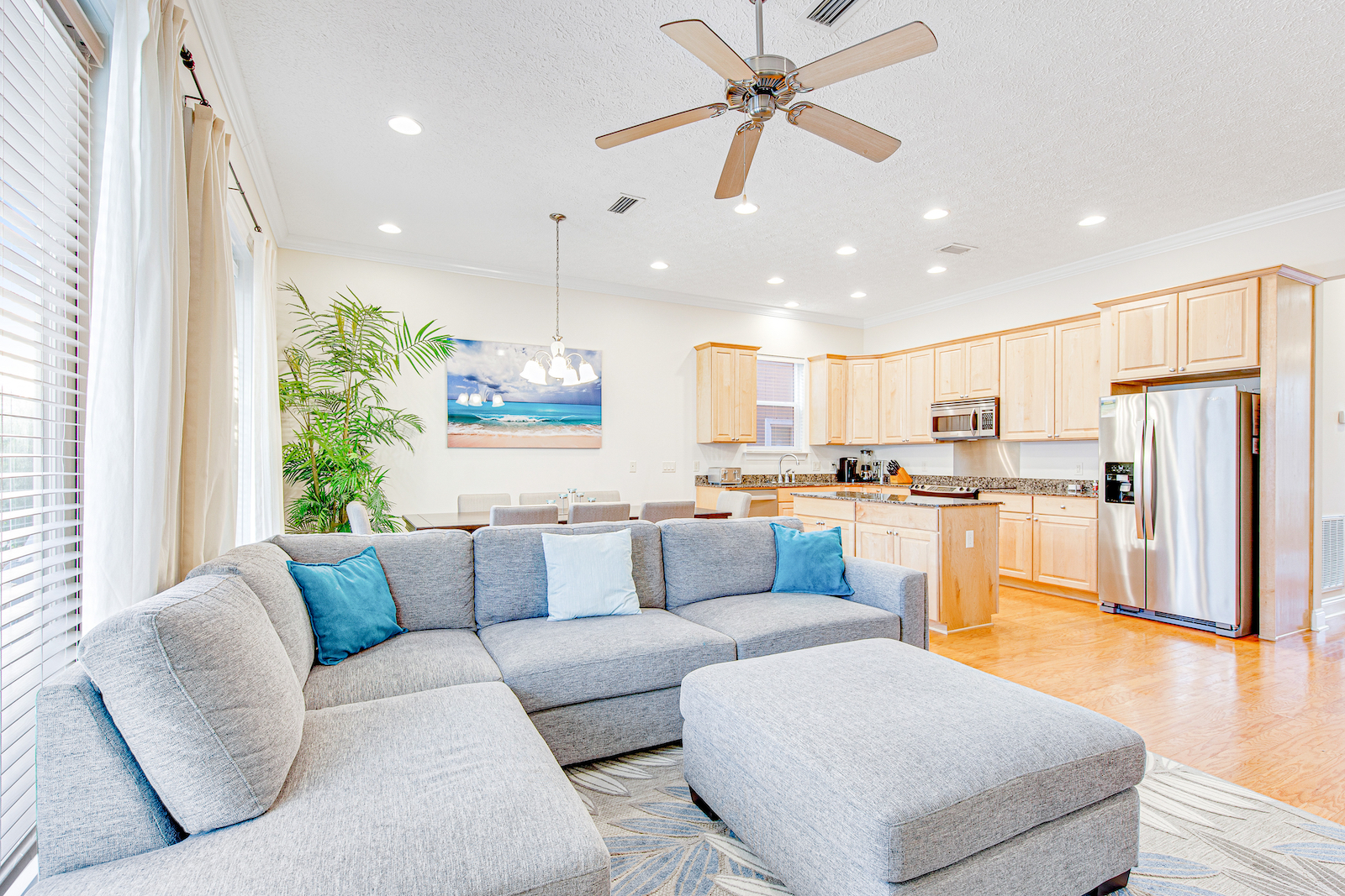 The living area of a Panama City Beach vacation rental.