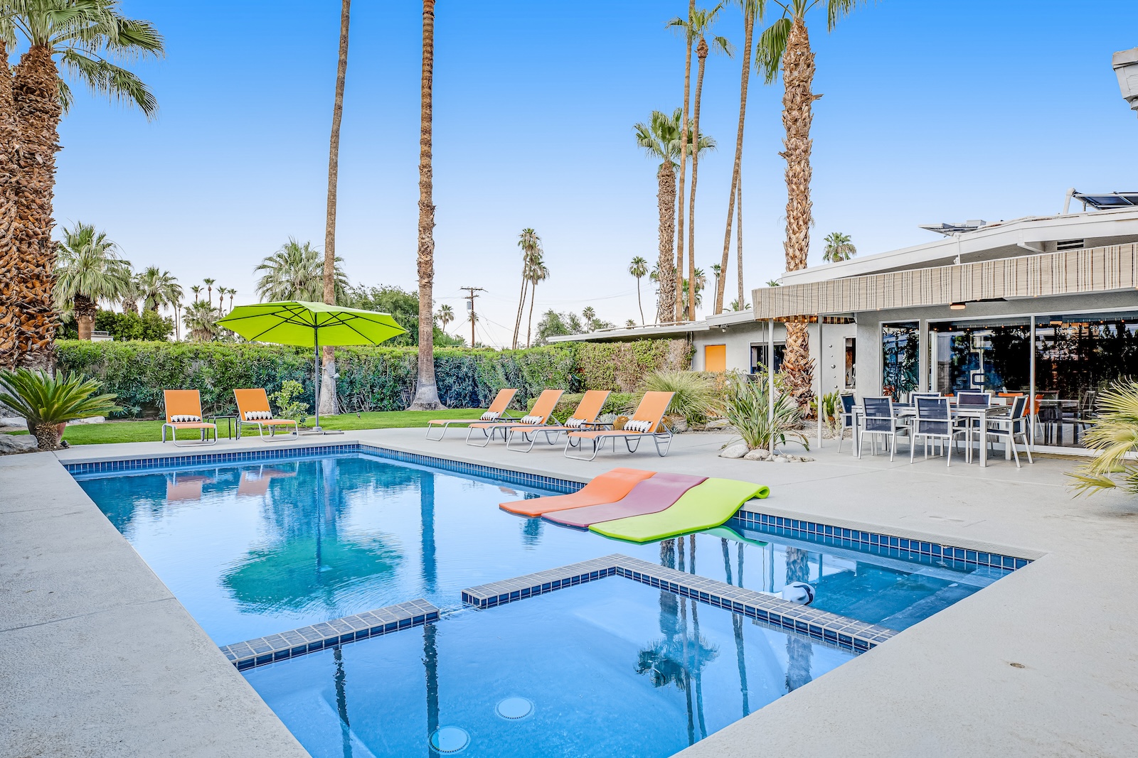 The pool area of a vacation rental in Palm Springs.