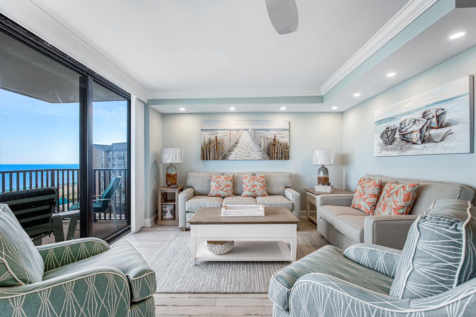 The living room of a vacation rental at the Sea Colony in Bethany Beach.