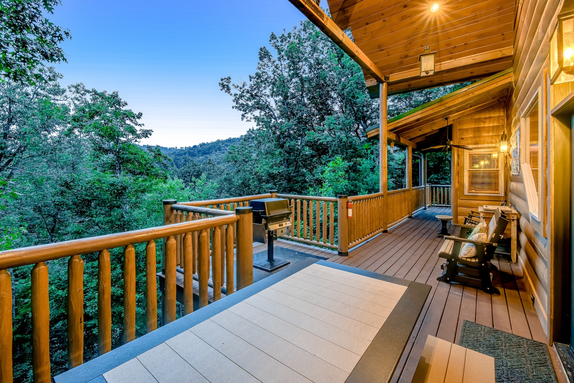 The deck of a cabin rental in Gatlinburg.