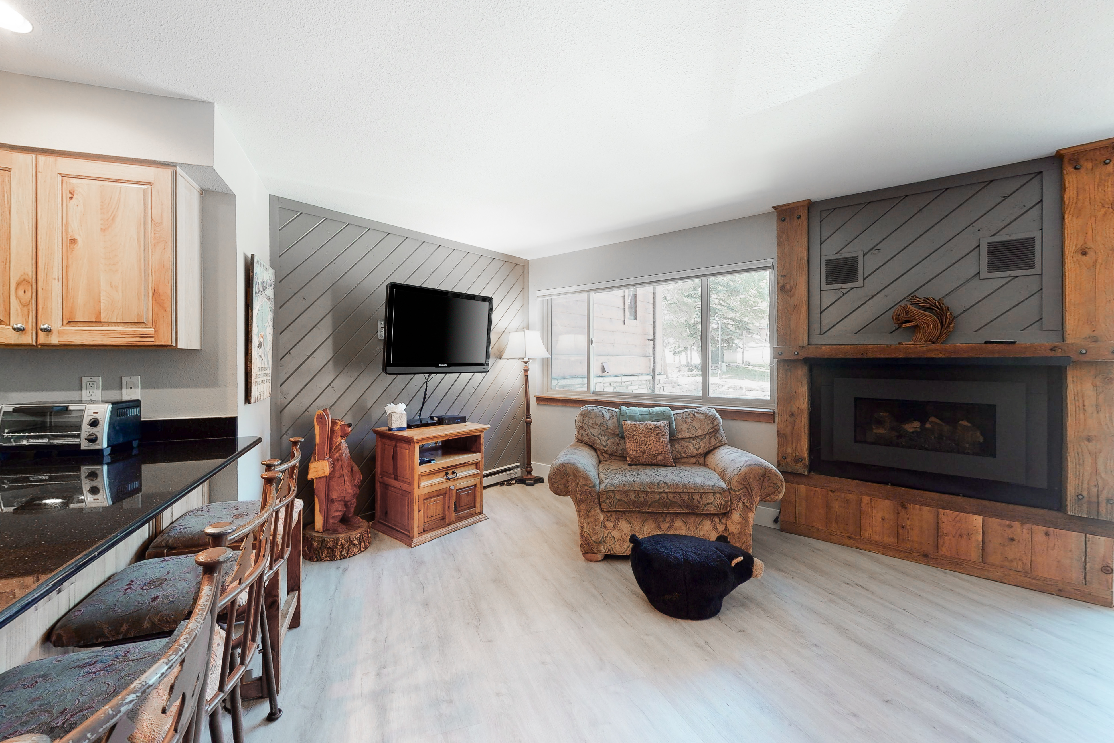 Living room of a ski-in/ski-out vacation rental in Breckenridge, CO.