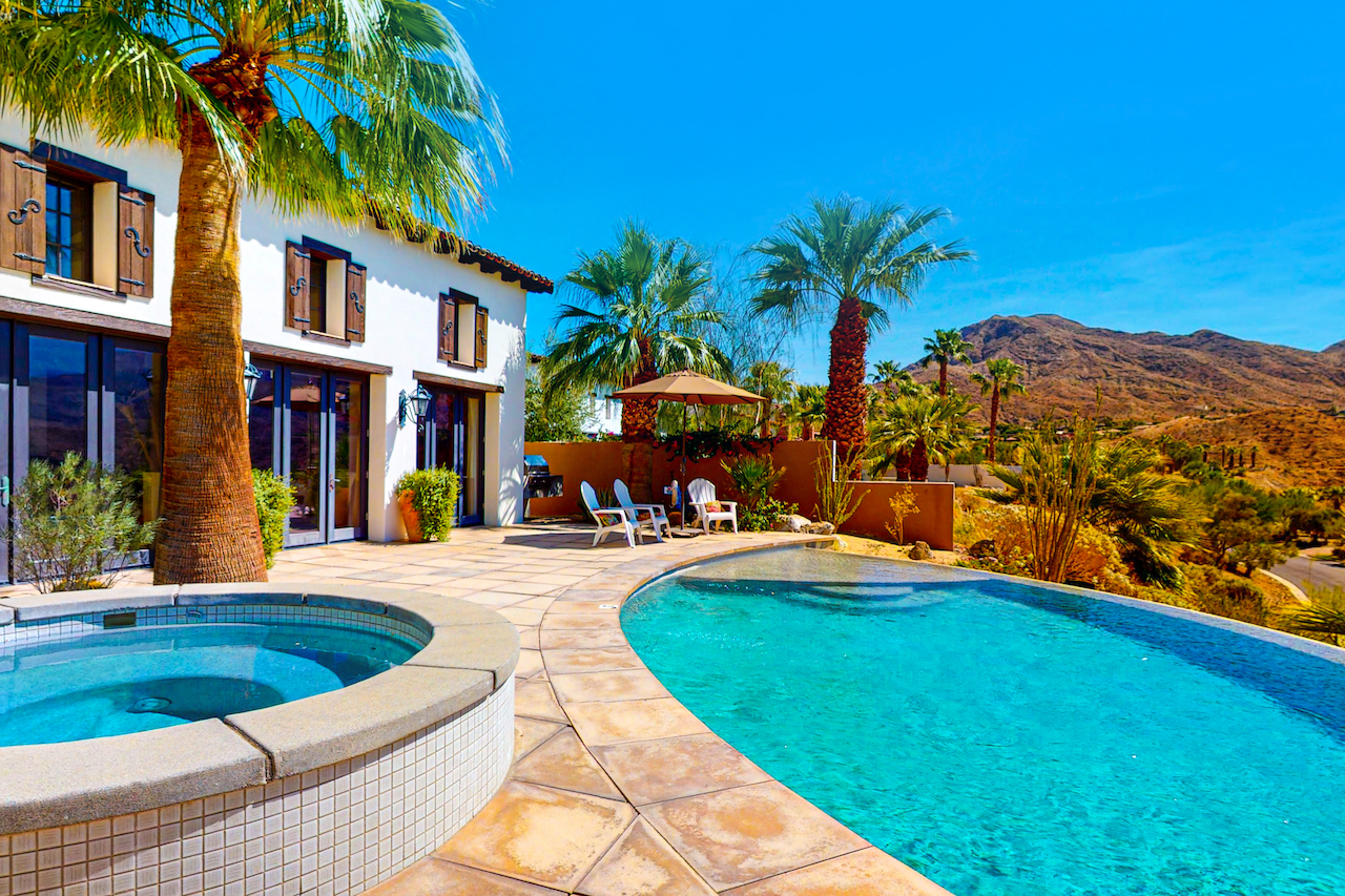 The pool area of a vacation rental in Rancho Mirage, CA.