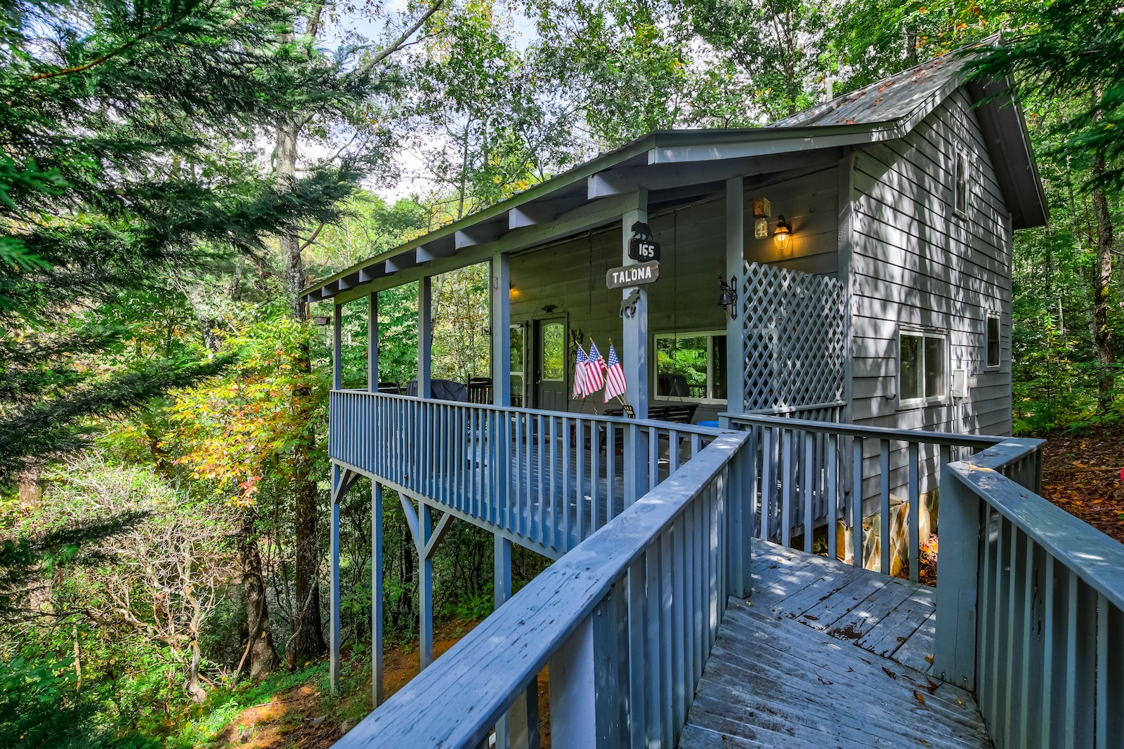 the exterior of a cabin rental in the Blue Ridge Mountains.