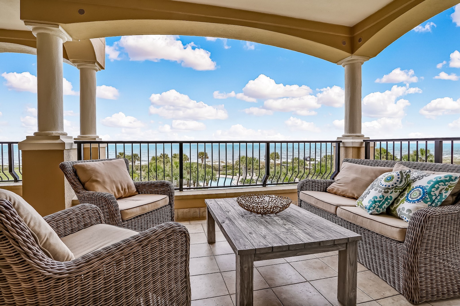 The back deck area of a vacation rental on Amelia Island.