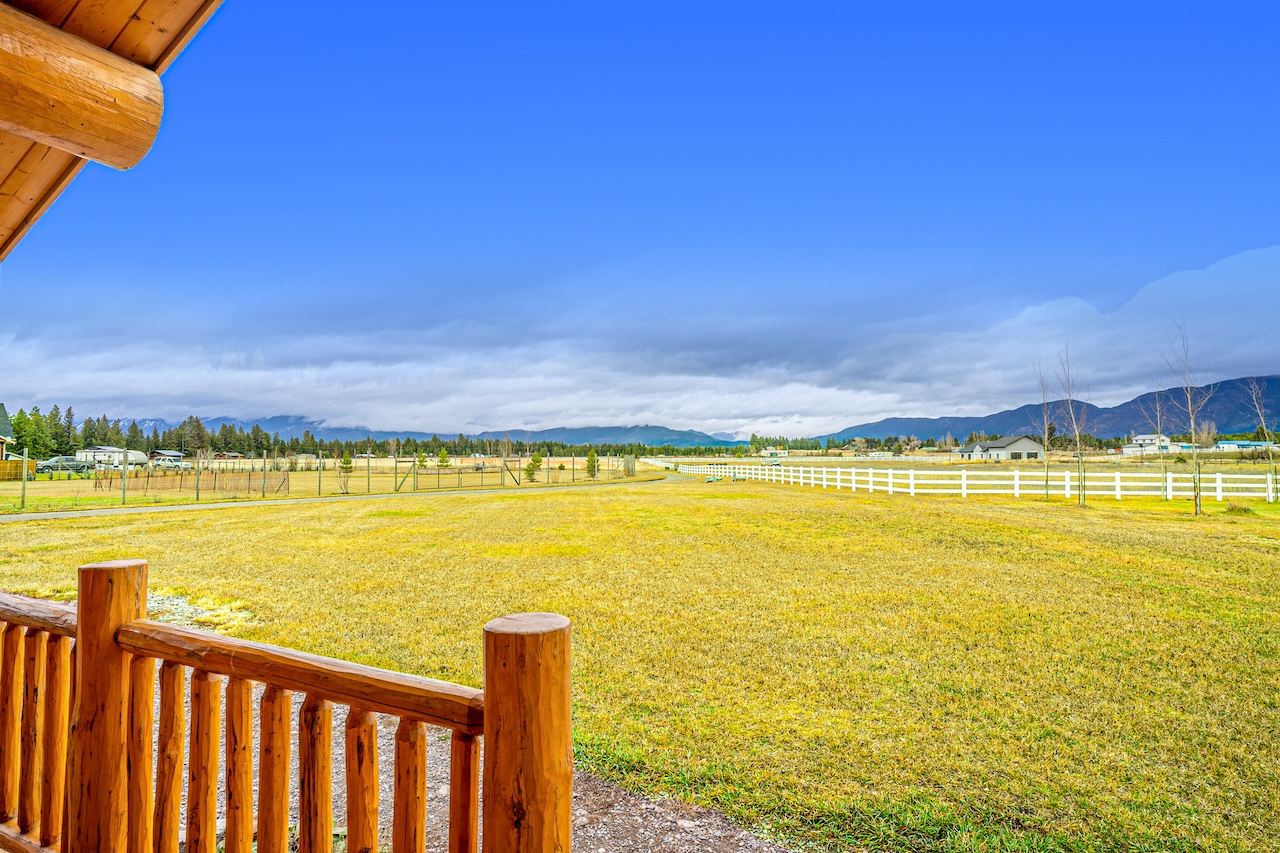 The view from the front porch of a cabin rental in Montana.