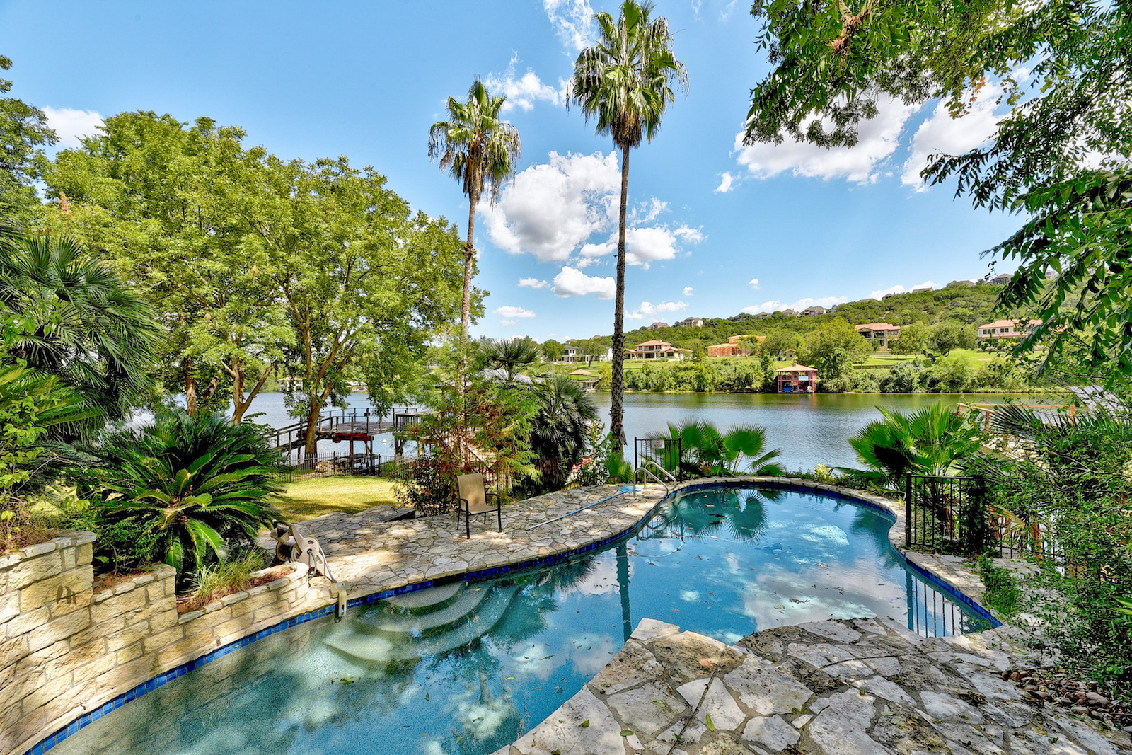 The pool area at a lakefront vacation home in Austin, TX.
