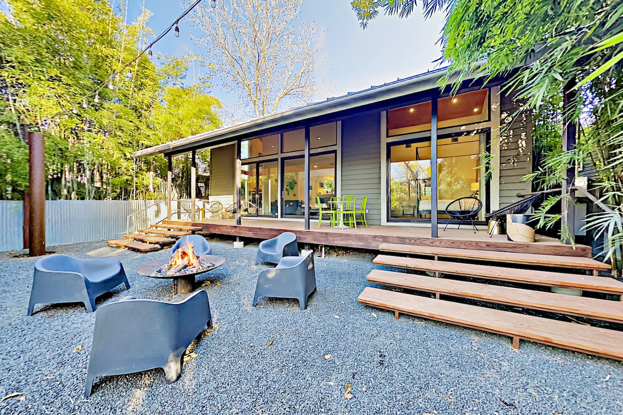 The backyard of a vacation rental in Austin, Texas.