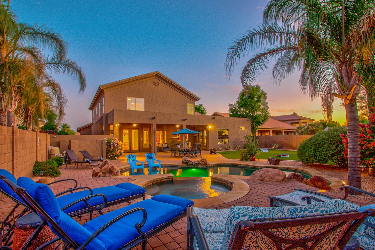 The pool area of a Scottsdale vacation rental.