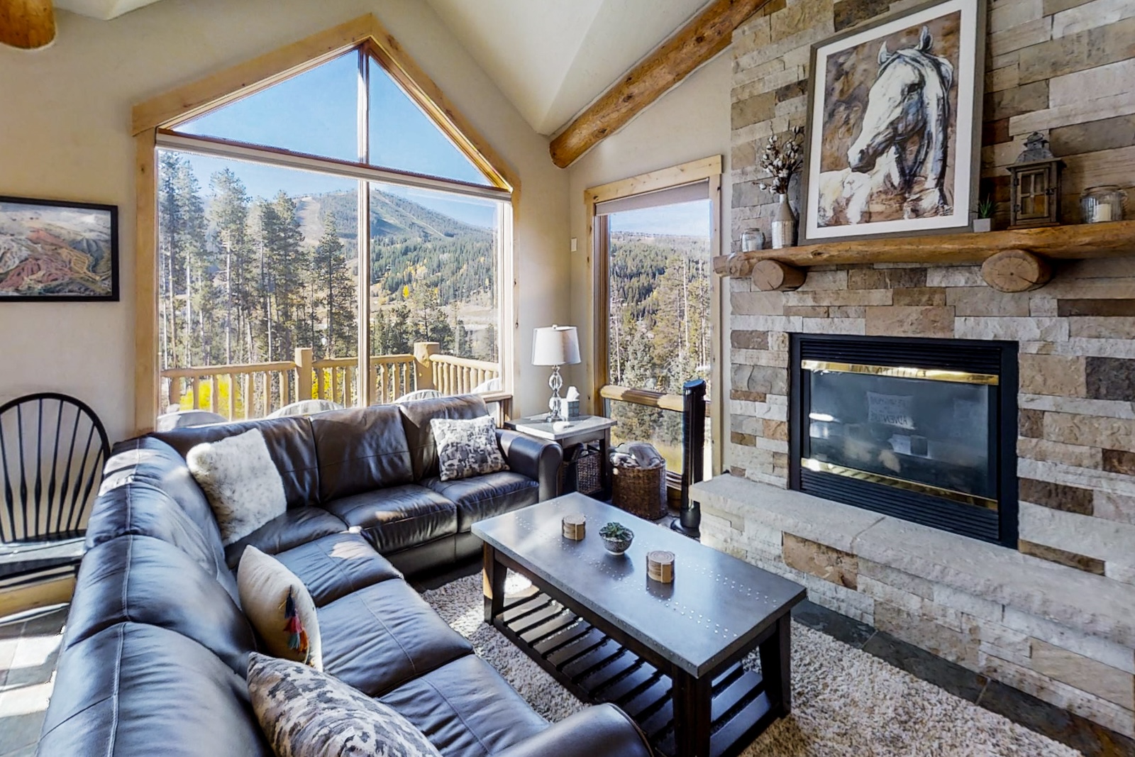 The living area of a vacation rental in Winter Park, CO.