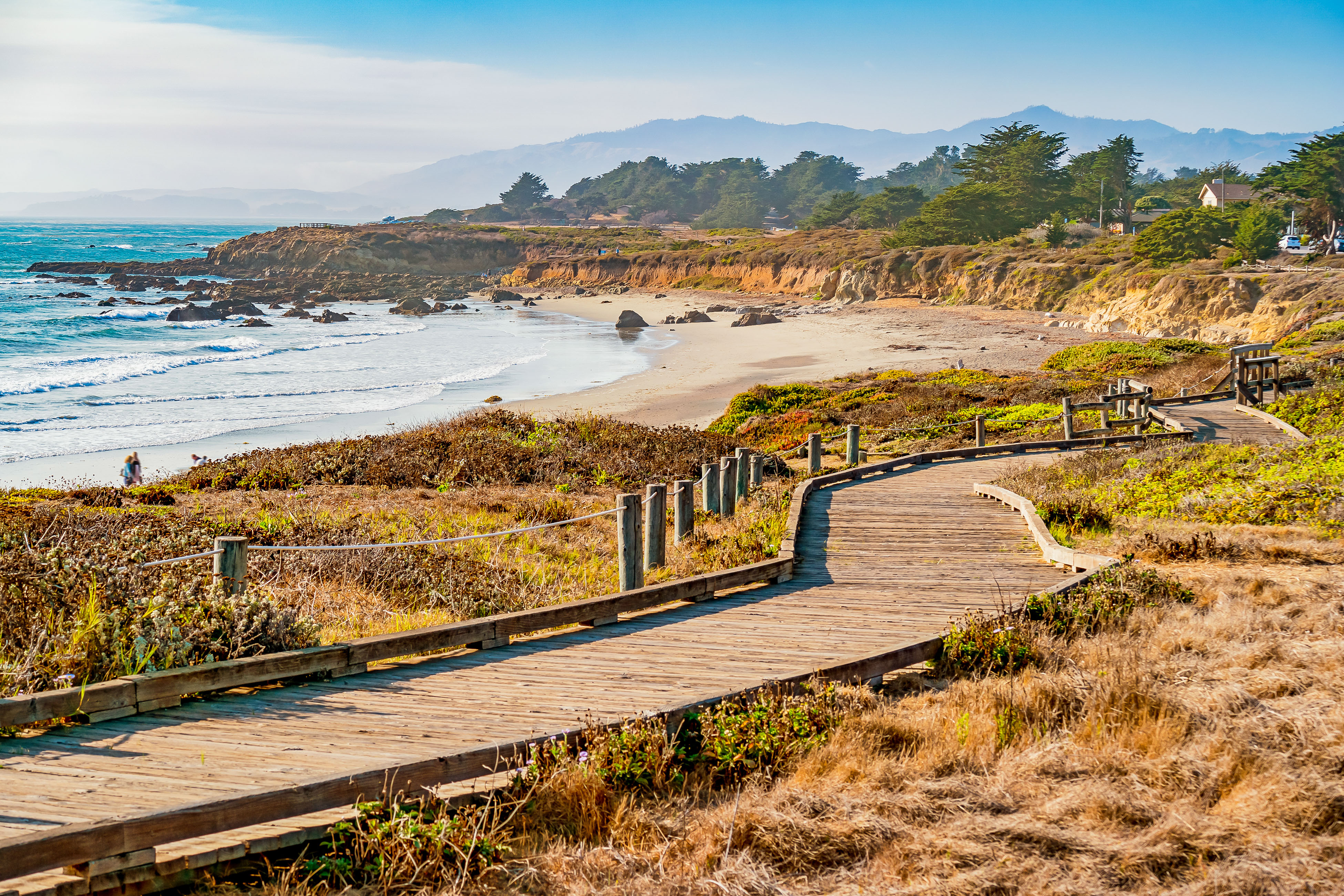 boardwalk along the california coast in Cambria