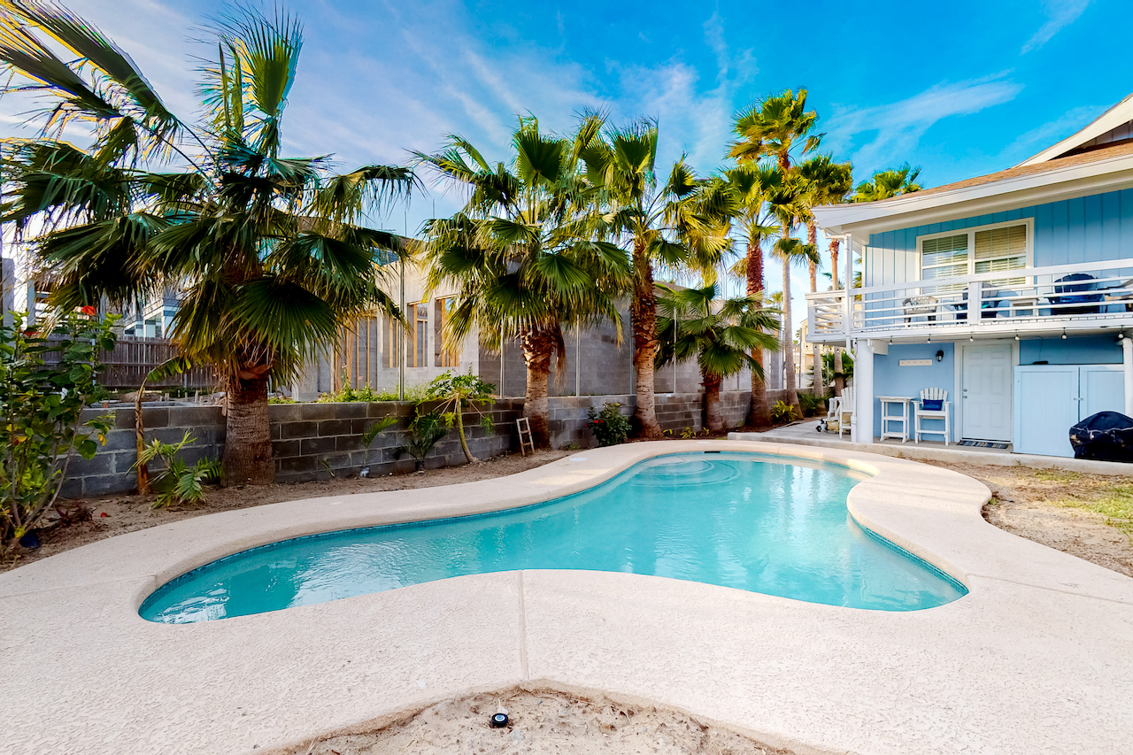 The pool area of a vacation home rental in South Padre Island.