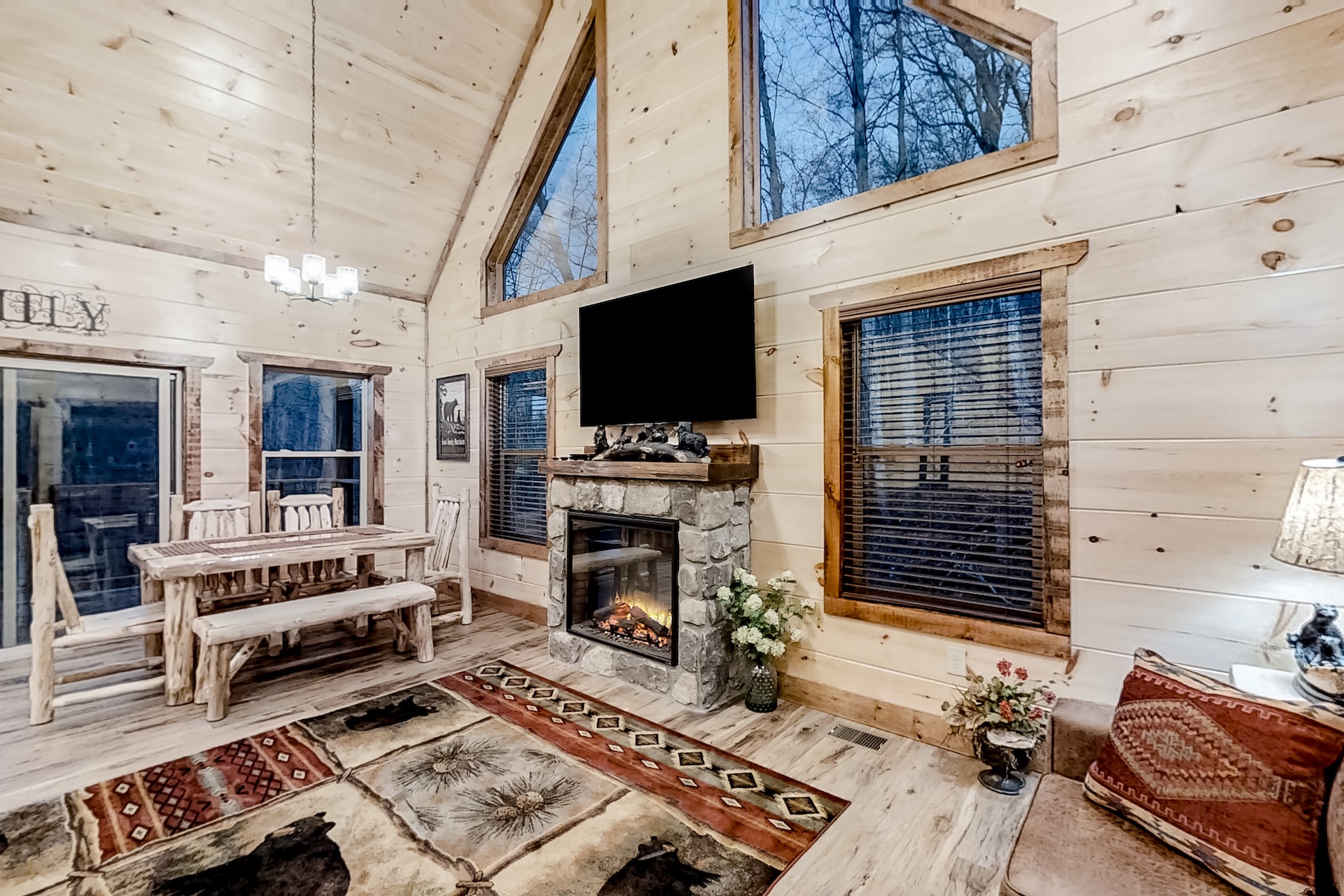 Interior cabin rental with elegant design in Gatlinburg, TN.