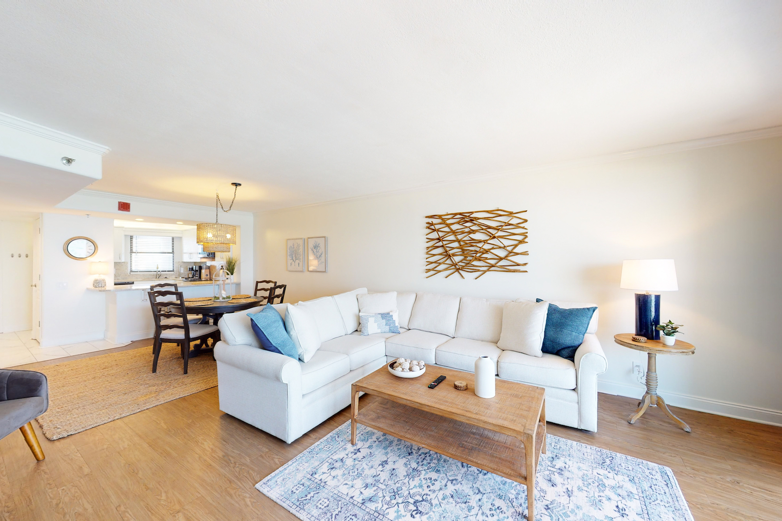 The living room of a vacation rental in Miramar Beach, Florida.