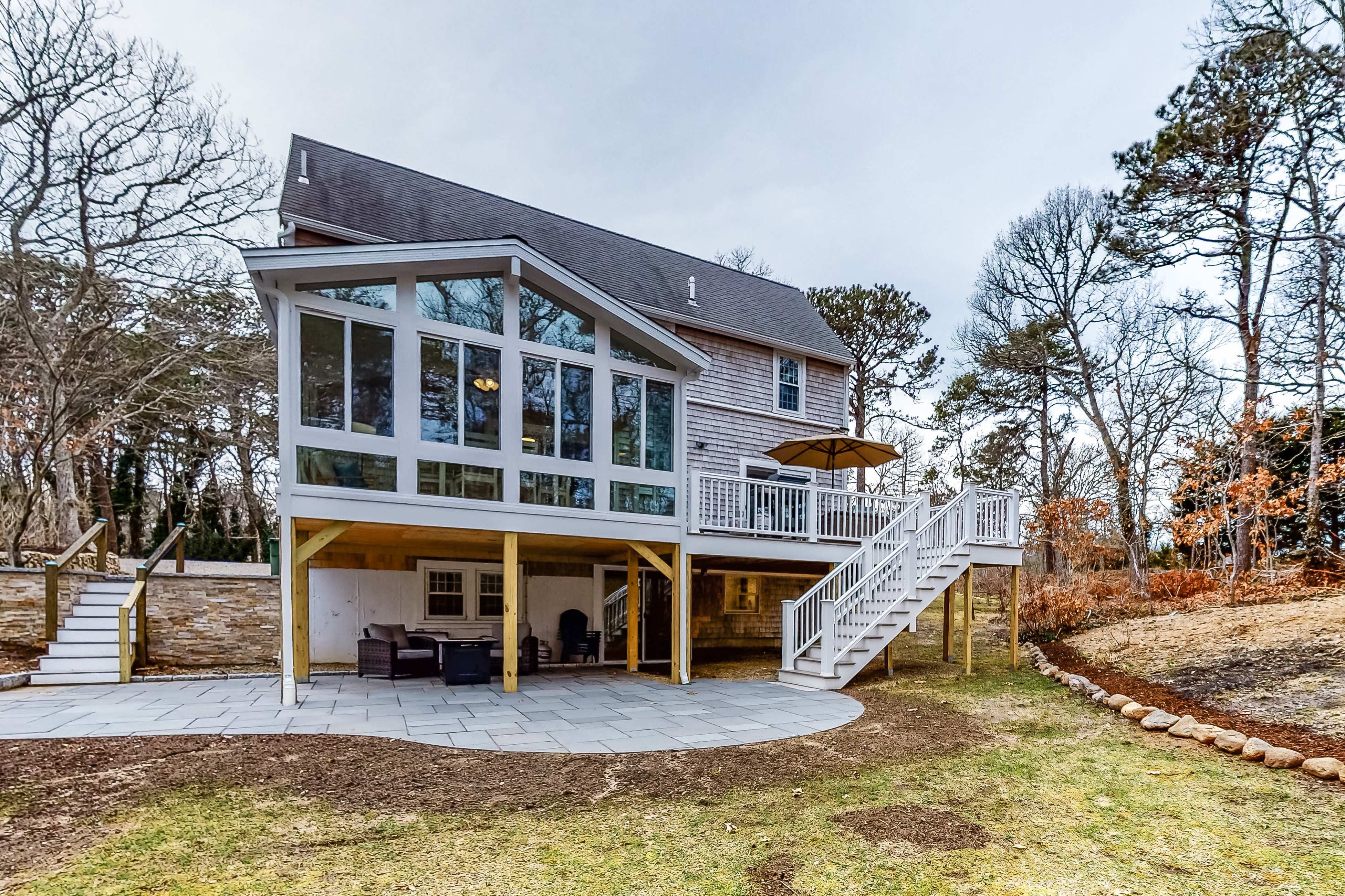 The front of a vacation home in Cape Cod, MA